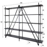 Wandkast Loek 5-laags Metaal Grijs 220 cm
