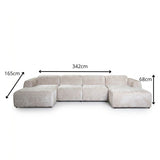 Banken-U-bank beige chenille stof - 342x165 cm - Shane-Dimehouse