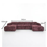 Banken-U-bank paars chenille stof - 342x165 cm - Shane-Dimehouse