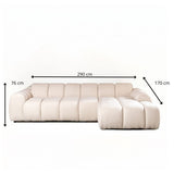 Canapés-Canapé d'angle lounge tissu bouclé beige - rayures - droit - Brix-Dimehouse