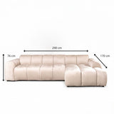 Banken-Hoekbank met lounge beige velvet structuurstof - strepen - rechts - Brix-Dimehouse