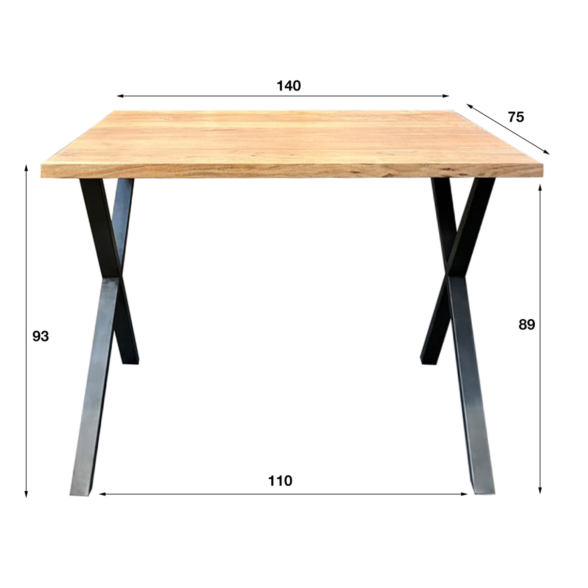 Industriële bartafel Kevin 140 cm kruispoot