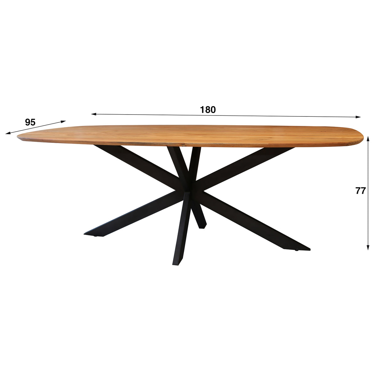 Eettafel Laurie Deens ovaal acaciahout 180 cm