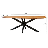 Eettafel Laurie Deens ovaal acaciahout 180 cm