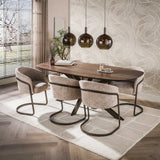 Table à manger ovale danoise en bois d'acacia massif marron noyer Tavon 215x105 cm