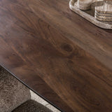 Table à manger ovale danoise en bois d'acacia massif marron noyer Tavon 215x105 cm