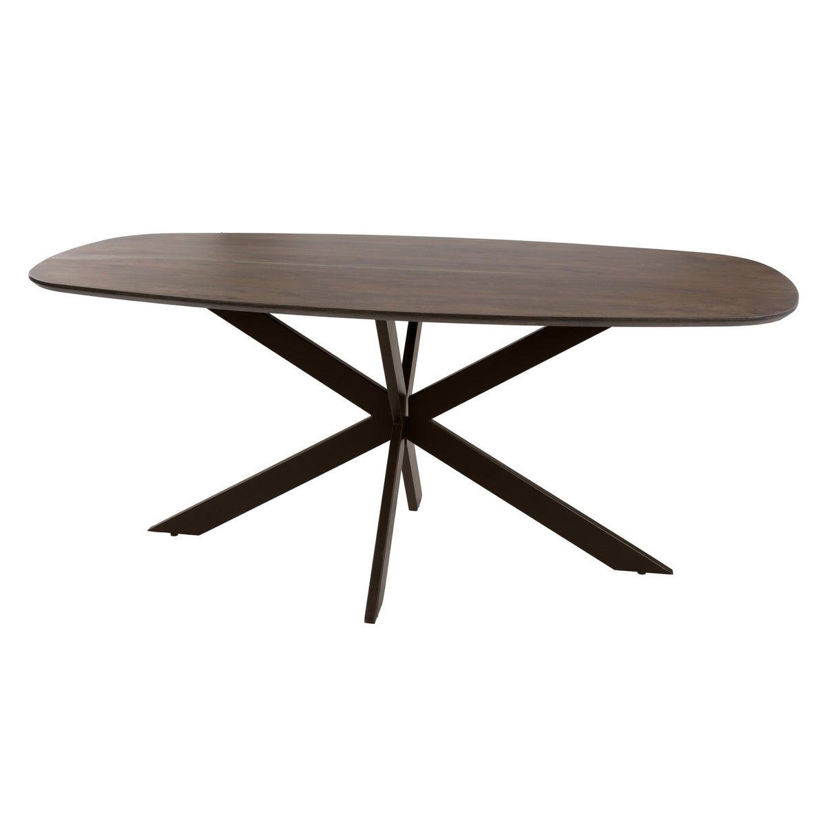 Table à manger ovale danoise en bois d'acacia massif marron noyer Tavon 215x105 cm