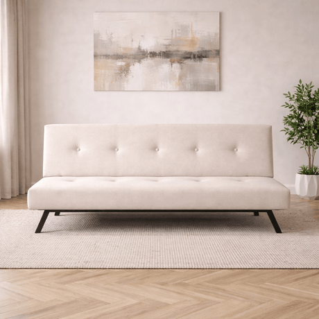 Canapé-lit 3 places Zoly Crème Tissu - 180 cm - Sans accoudoirs - Capitonné 