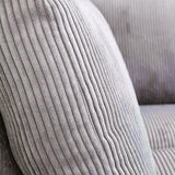 Hoekbank lichtgrijs ribstof plofbank Gabi - links