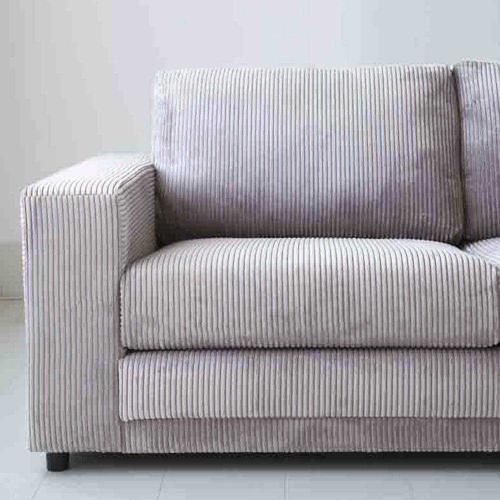 Hoekbank lichtgrijs ribstof plofbank Gabi - rechts