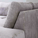 Hoekbank lichtgrijs ribstof plofbank Gabi - rechts