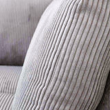 Hoekbank lichtgrijs ribstof plofbank Gabi - rechts