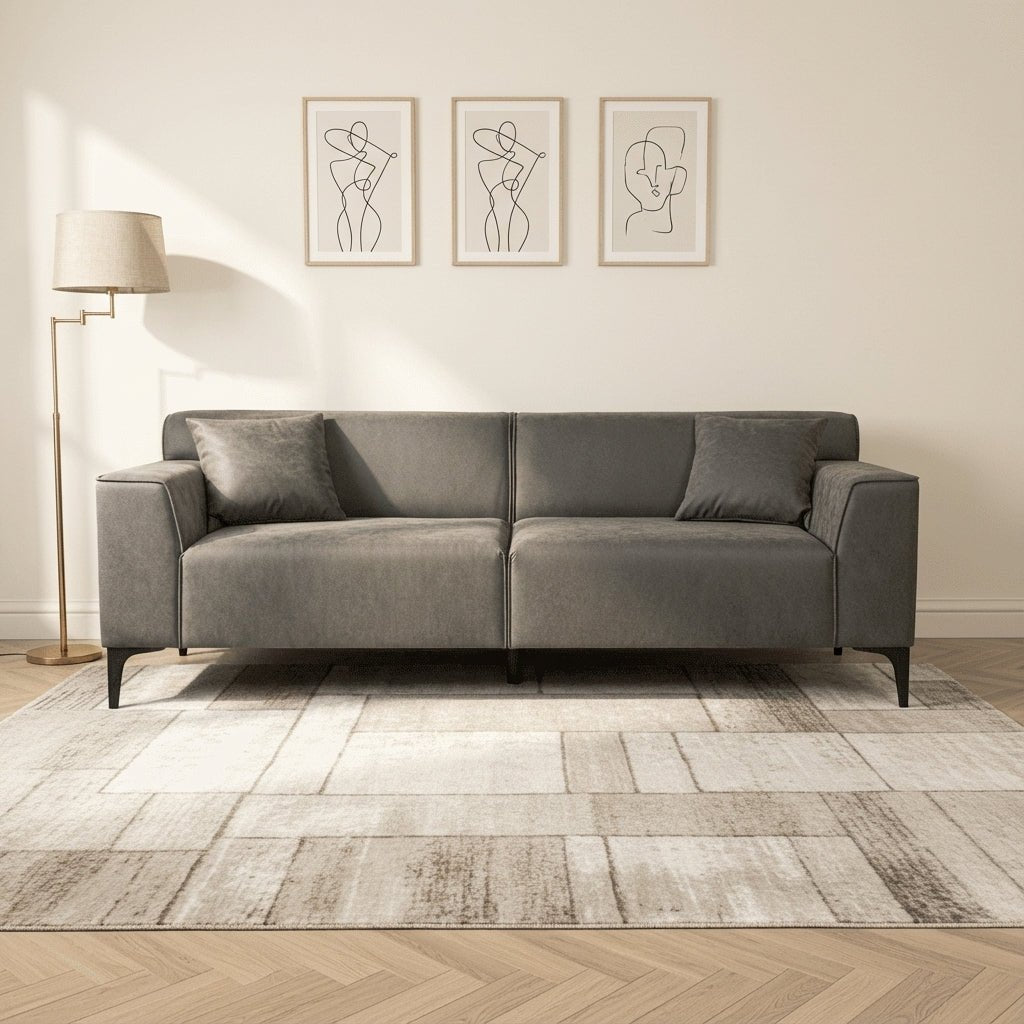 3-zits bank groen microvezel stof Davidson sfeerfoto in modern interieur