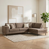 3-zits hoekbank Espen stof taupe rechts sfeerfoto in modern interieur