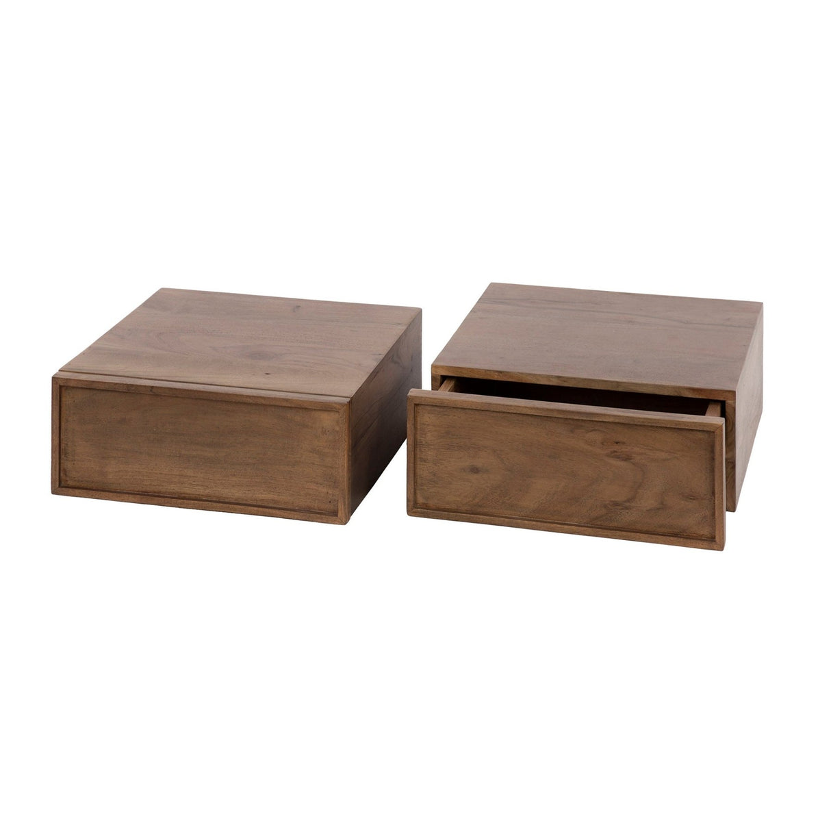 Table de chevet flottant en acacia drift brown industriel 