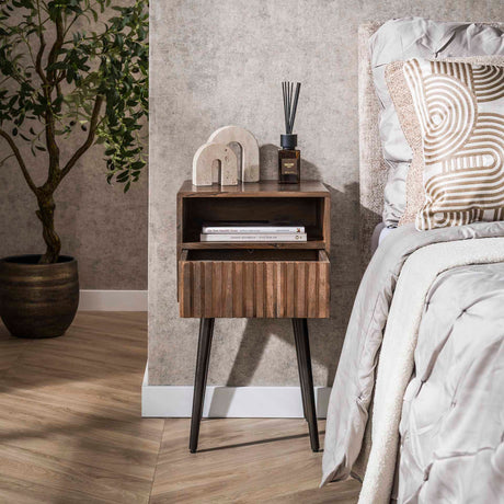 Nachtkastje Oslo Acaciahout Drift Brown 1 Lade