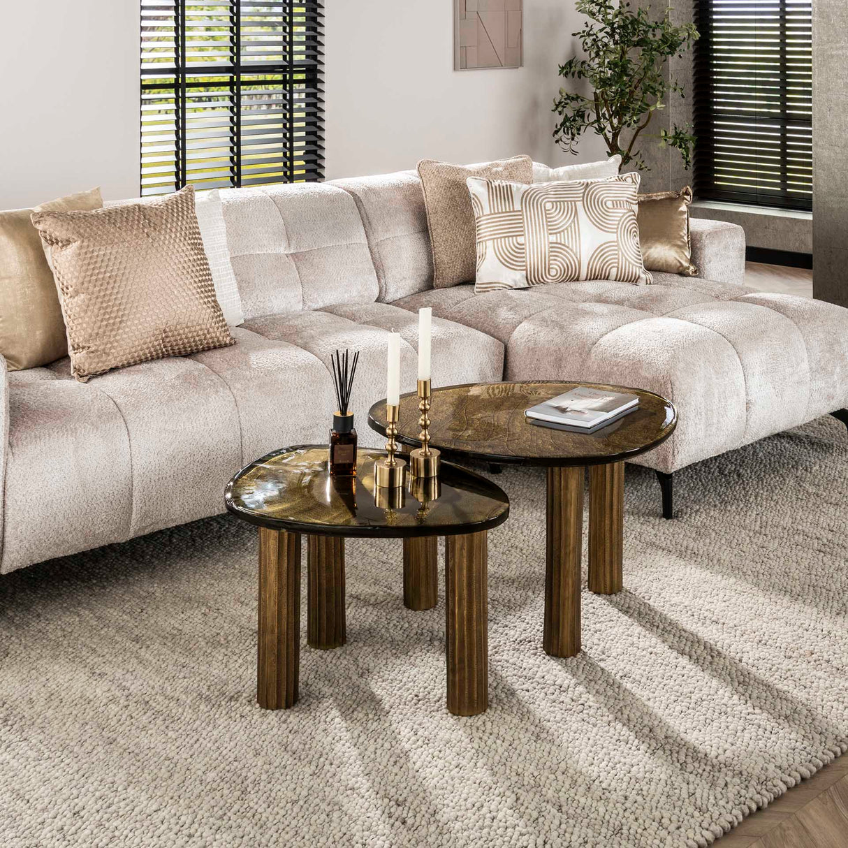 Salontafel Aura L Antiek Goud 70x59 cm