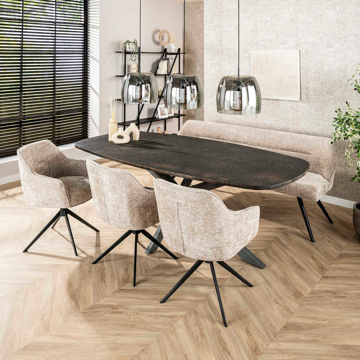 Eettafel Jax Deens Ovaal 215 cm Zwart Metallic