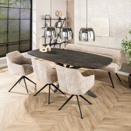 Table à manger Jax Danois Ovale 215 cm - Métallique Gris 
