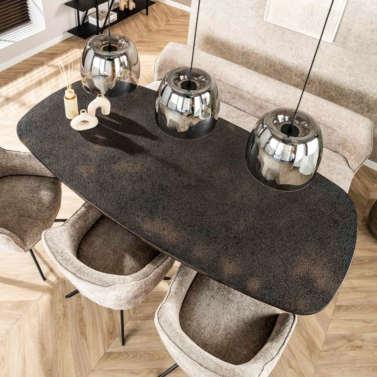 Eettafel Jax Deens Ovaal 215 cm Zwart Metallic