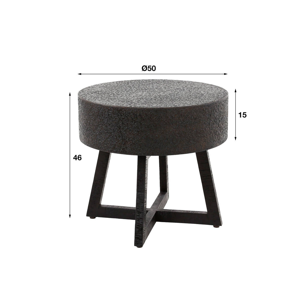 Ronde salontafel Caro acaciahout Ø50 cm zwart