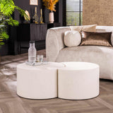 Table basse set de 2 Sylas pierre en forme de lune blanc