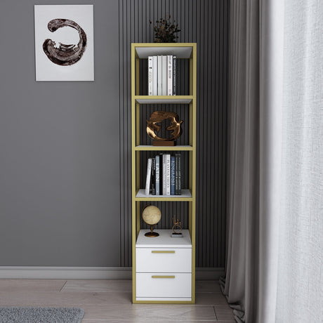 Boekenkast Robbins Gold Goud Wit Melamine 39x160x39 cm