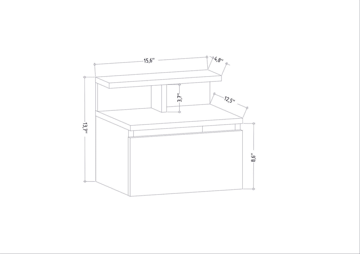 Table de chevet Alice Anthracite Mélamine 39.8x35x35 cm