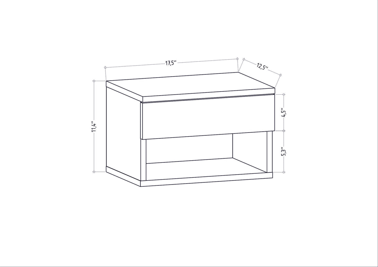 Table de chevet jamot anthracite mélamine 44.6x31.9x31.9 cm