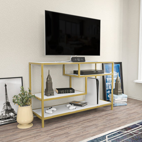 TV Meubel Robbins Gold Goud Wit Melamine 120x75x39 cm