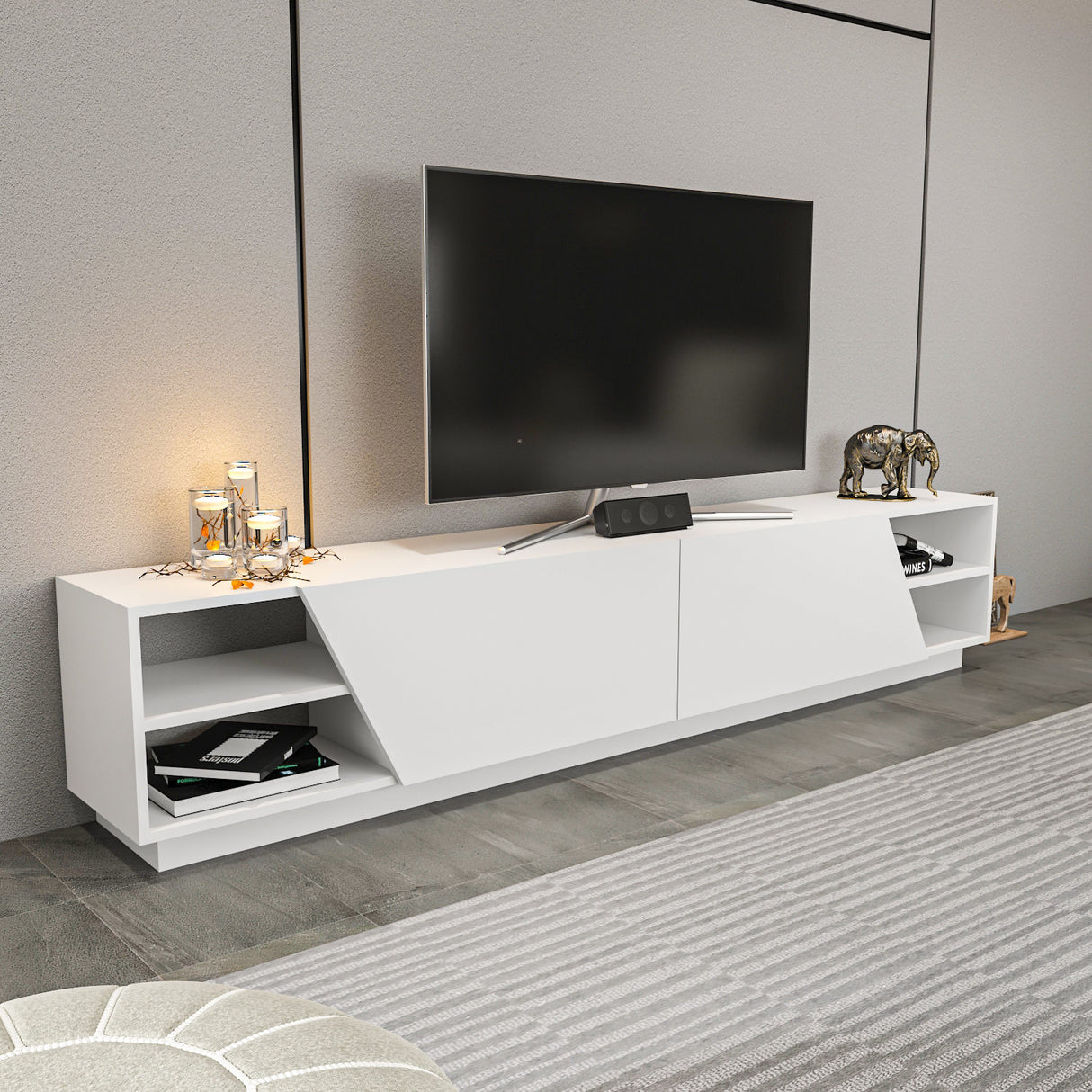 TV Meubel Rhodes Wit Melamine 240x47,4x37,1 cm