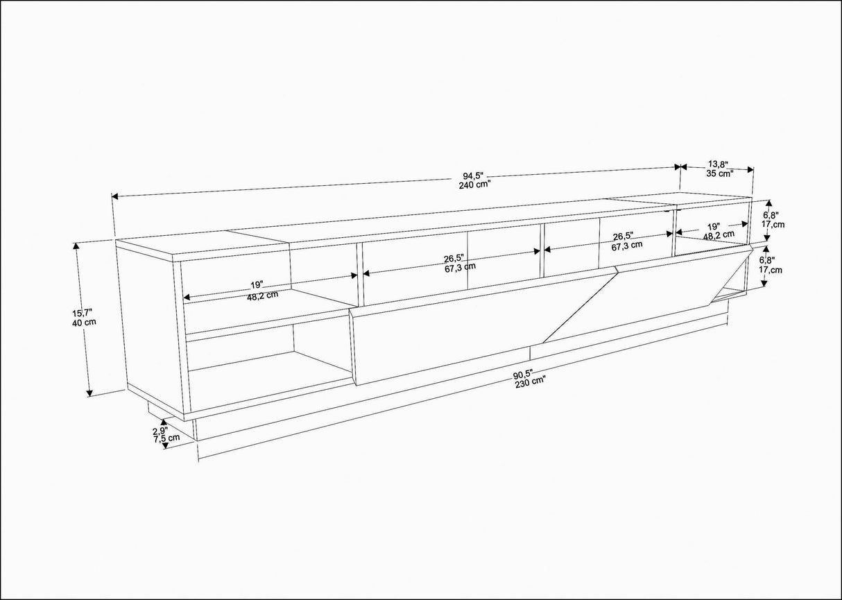 TV Meubel Rhodes Wit Melamine 240x47,4x37,1 cm