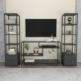 TV Meubel Set Robbins Black Zwart Antraciet Melamine 198x160x39 cm