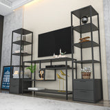 TV Meubel Set Robbins Black Zwart Antraciet Melamine 198x160x39 cm