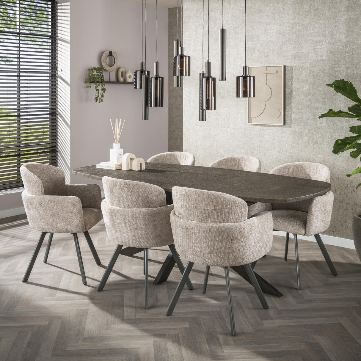 Eettafel Deens Ovaal Virello Brons Liquid Metal 215 cm