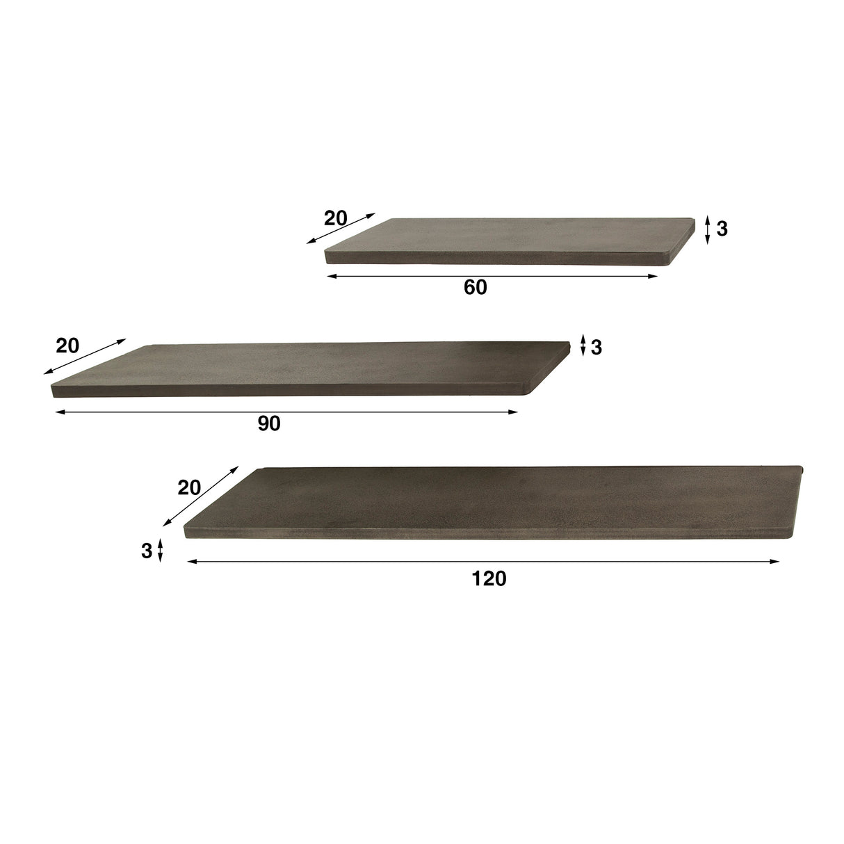 Set van 3 wandplanken Ferre metaal antiek brons