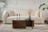 Table basse moderne rectangulaire Vetroni aspect noyer - Verre - 105x65 cm 