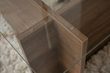 Table basse moderne rectangulaire Vetroni aspect noyer - Verre - 105x65 cm 