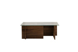 Table basse moderne rectangulaire Vetroni aspect noyer - Verre - 105x65 cm 