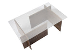 Table basse moderne rectangulaire Vetroni aspect noyer - Verre - 105x65 cm 
