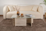 Table basse moderne rectangulaire Vetroni aspect travertin - Verre - 105x65 cm 