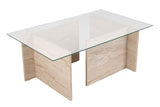 Table basse moderne rectangulaire Vetroni aspect travertin - Verre - 105x65 cm 