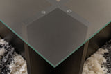 Table basse moderne rectangulaire Vetroni aspect bois noir - Verre - 105x65 cm 