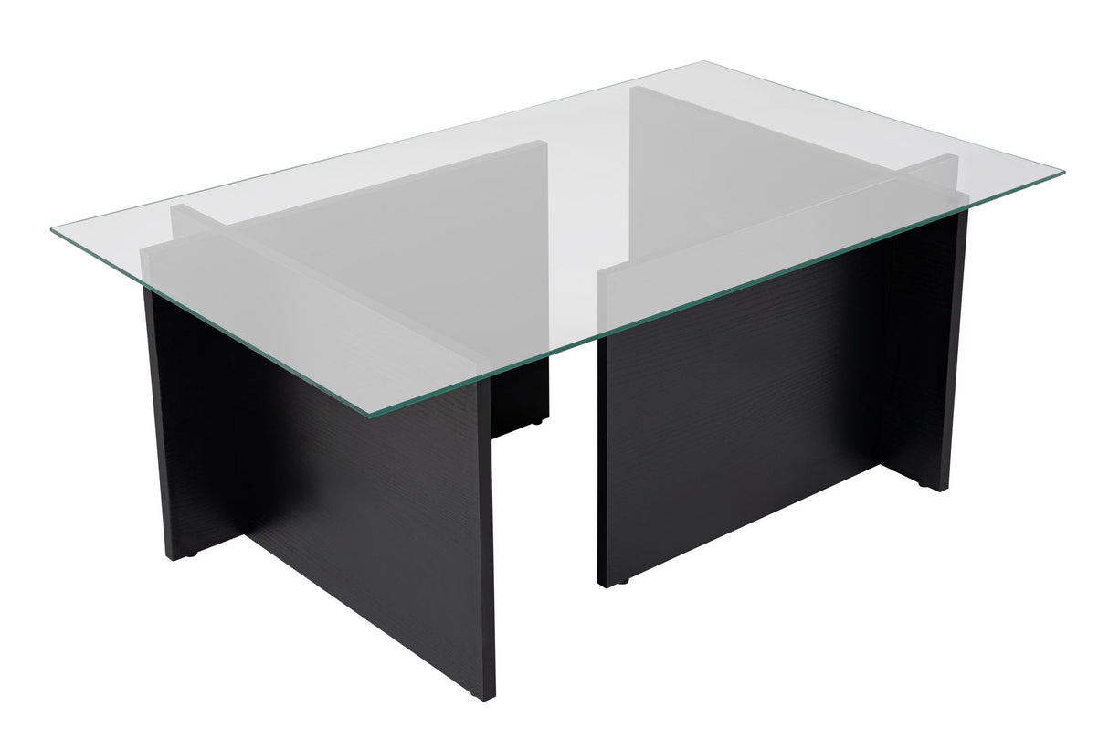 Table basse moderne rectangulaire Vetroni aspect bois noir - Verre - 105x65 cm 
