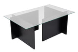 Table basse moderne rectangulaire Vetroni aspect bois noir - Verre - 105x65 cm 