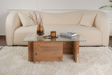 Table basse moderne rectangulaire Vetroni aspect pin de l'Atlantique - Verre - 105x65 cm 