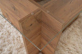 Table basse moderne rectangulaire Vetroni aspect pin de l'Atlantique - Verre - 105x65 cm 