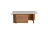 Table basse moderne rectangulaire Vetroni aspect pin de l'Atlantique - Verre - 105x65 cm 