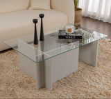 Table basse moderne rectangulaire Vetroni gris - Verre - 105x65 cm 