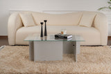 Table basse moderne rectangulaire Vetroni gris - Verre - 105x65 cm 